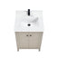 Bathroom vanity with white countertop and cabinet on a white background