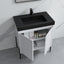 30 inch Bayford modern vanity white Black open drawers