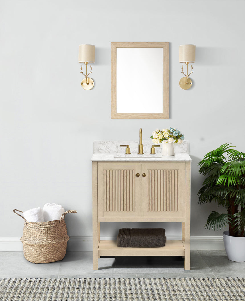 48 inch Chivery Modern Vanity in Light Oak Finish