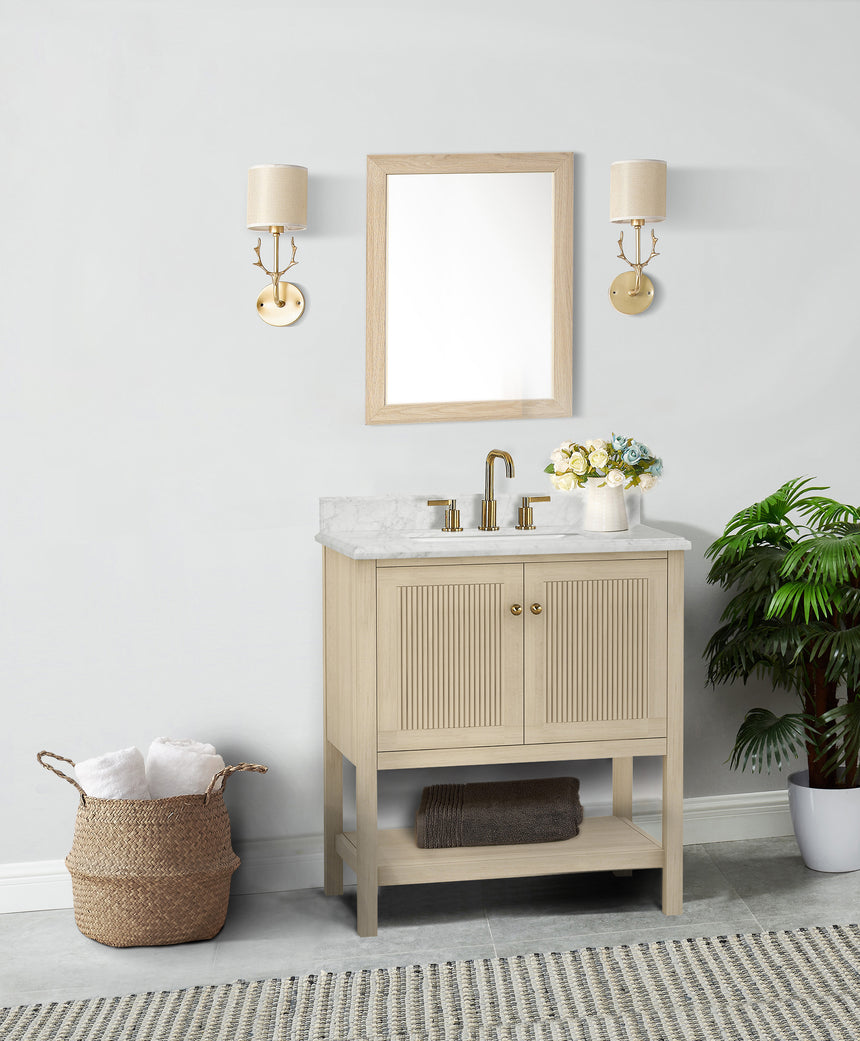 48 inch Chivery Modern Vanity in Light Oak Finish