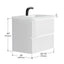 White bathroom vanity with dimensions labeled on a white background