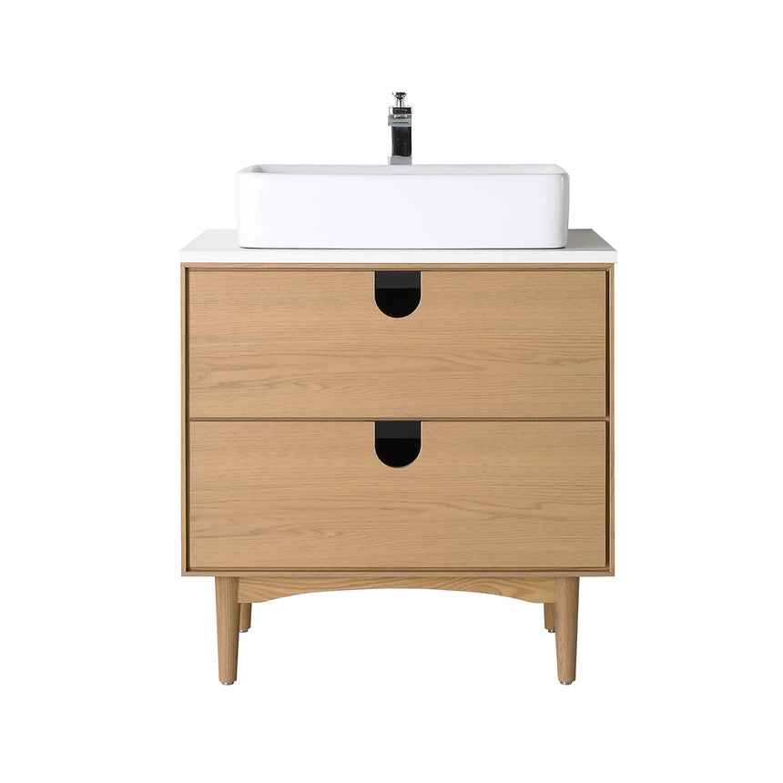 Bathroom vanity with two sinks, mirrors, and decorative elements.