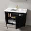 36 inch Bayford modern vanity black ceramic open drawers