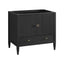 Black cabinet with gold handles on a white background