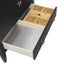 Wooden sink with a metallic basin on a white background
