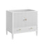 White cabinet with gold handles on a white background