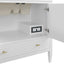 White cabinet with open door revealing a power outlet.