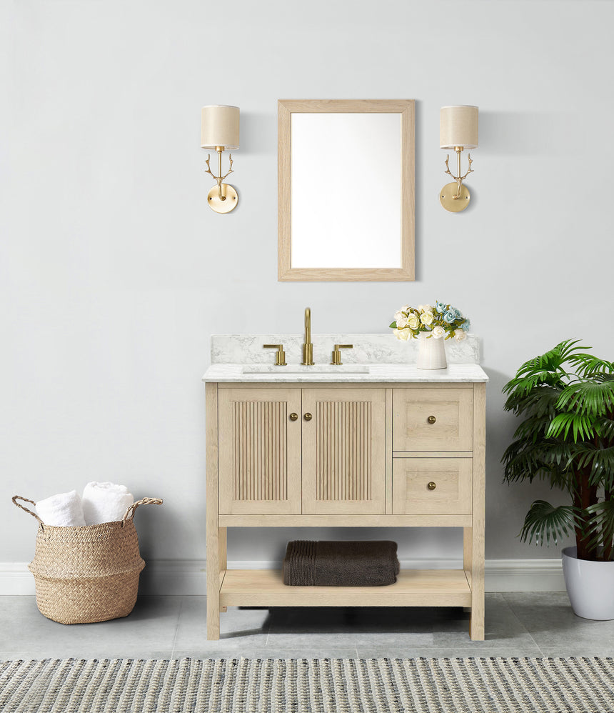 48 inch Chivery Modern Vanity in Light Oak Finish