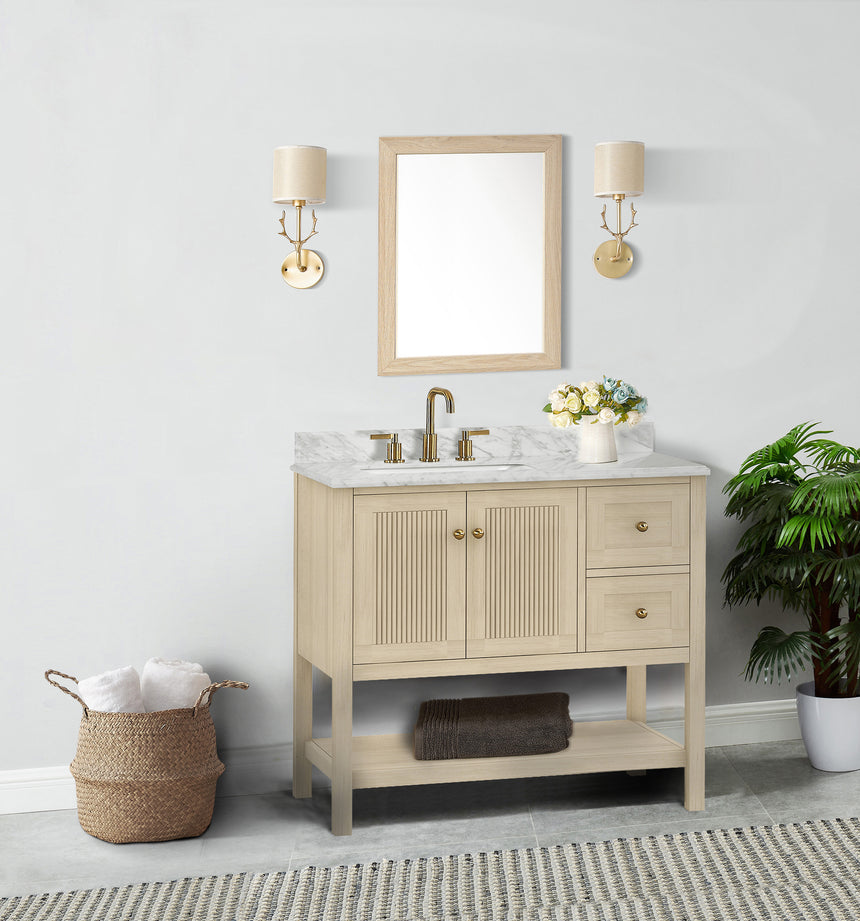 48 inch Chivery Modern Vanity in Light Oak Finish