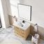 Bathroom vanity with sink, mirror, and towels in a modern setting