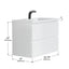 White vanity with dimensions labeled on a white background