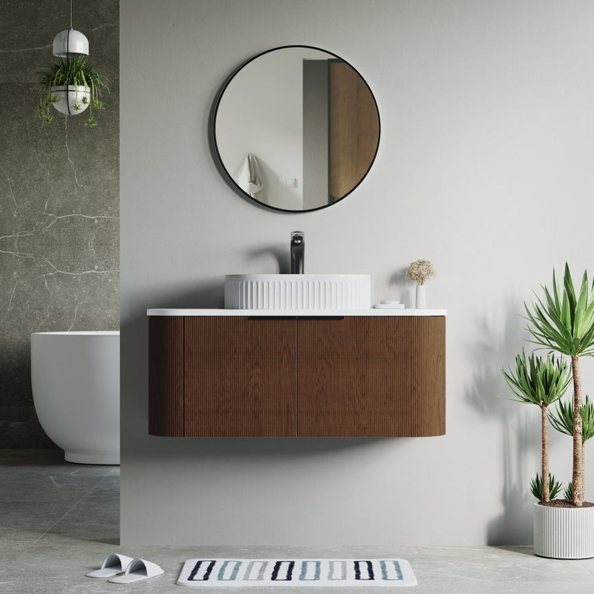 48 inch Bellezza Floating Vanity Oak Vessel