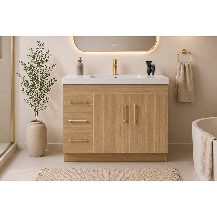 60 inch Sottile Floating Vanity Sink White Oak