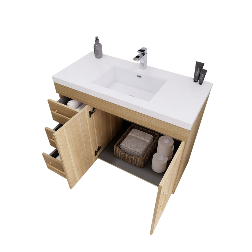 60 inch Sottile Floating Vanity Sink White Oak
