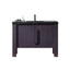 Bathroom vanity with dark finish and marble countertop on a white background