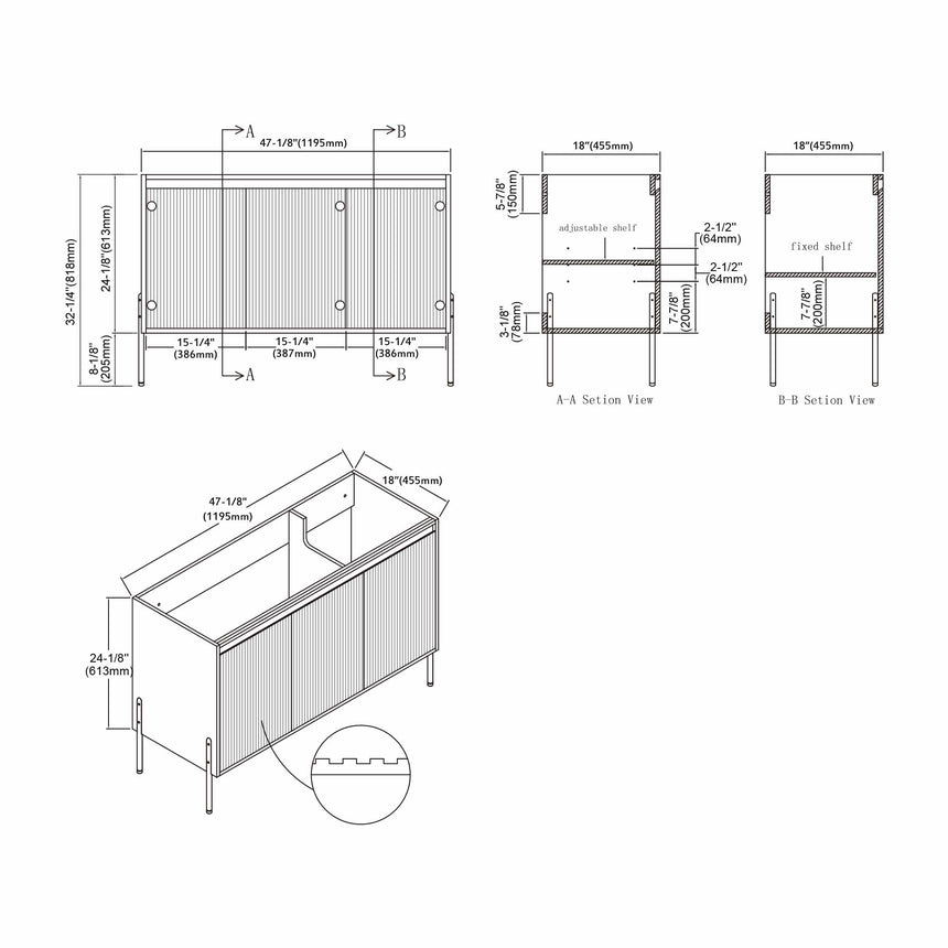 48D inch Bayford modern vanity Walnut