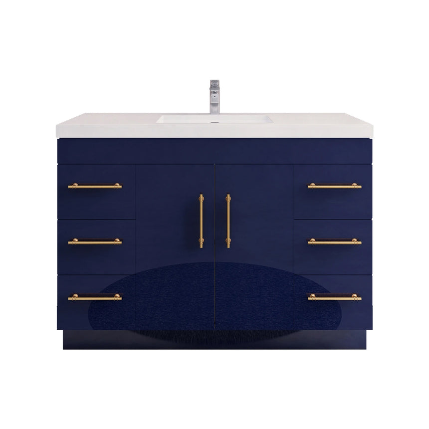 Bathroom with wooden vanity, sink, and decorative elements.