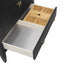 Wooden sink with a metallic basin on a white background