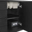 Black cabinet with a hidden compartment and lock mechanism