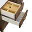 Wooden drawer with compartments on a white background
