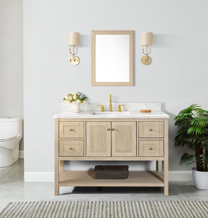 48 inch Chivery Modern Vanity in Light Oak Finish