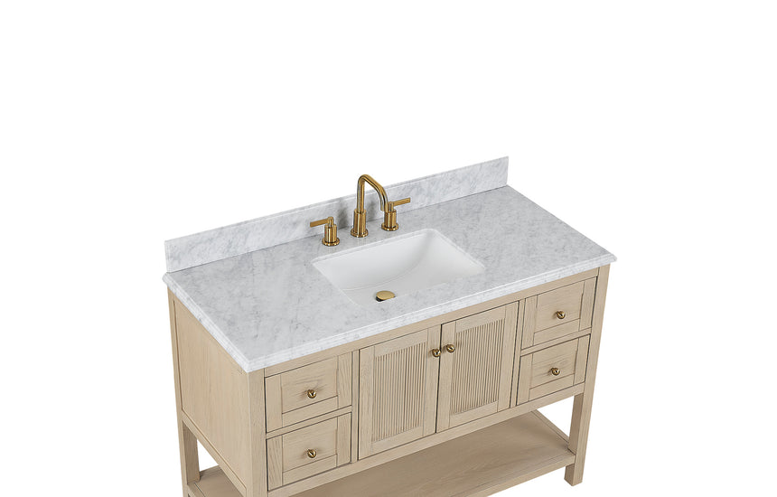 48 inch Chivery Modern Vanity in Light Oak Finish