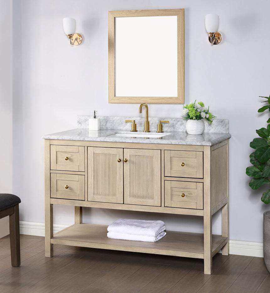 48 inch Chivery Modern Vanity in Light Oak Finish