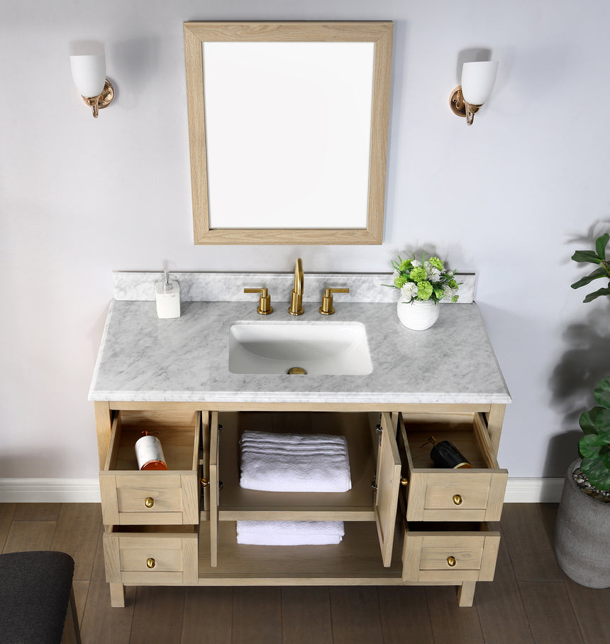 48 inch Chivery Modern Vanity in Light Oak Finish