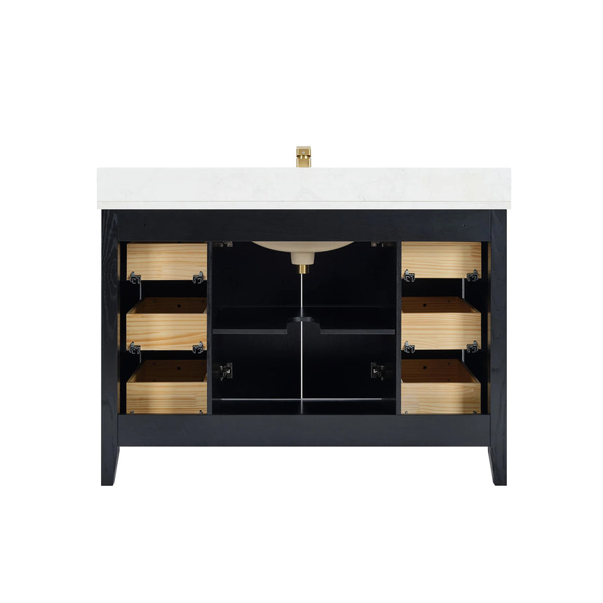 Bathroom vanity with double sink, mirrors, and towels in a well-lit room.