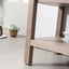 Wooden side table with a minimalistic interior design.