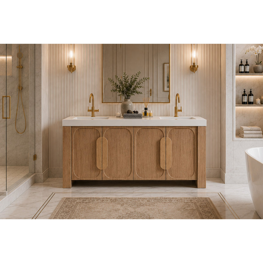 60 inch Sottile Floating Vanity Sink White Oak