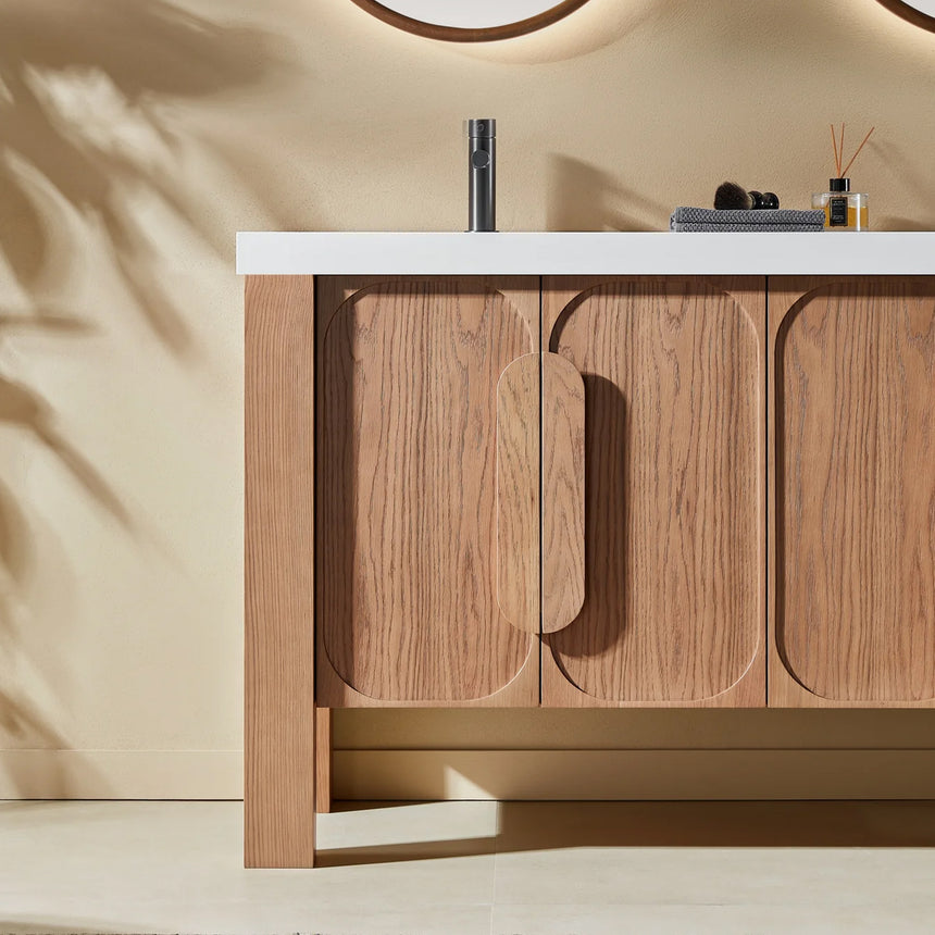 60 inch Sottile Floating Vanity Sink White Oak