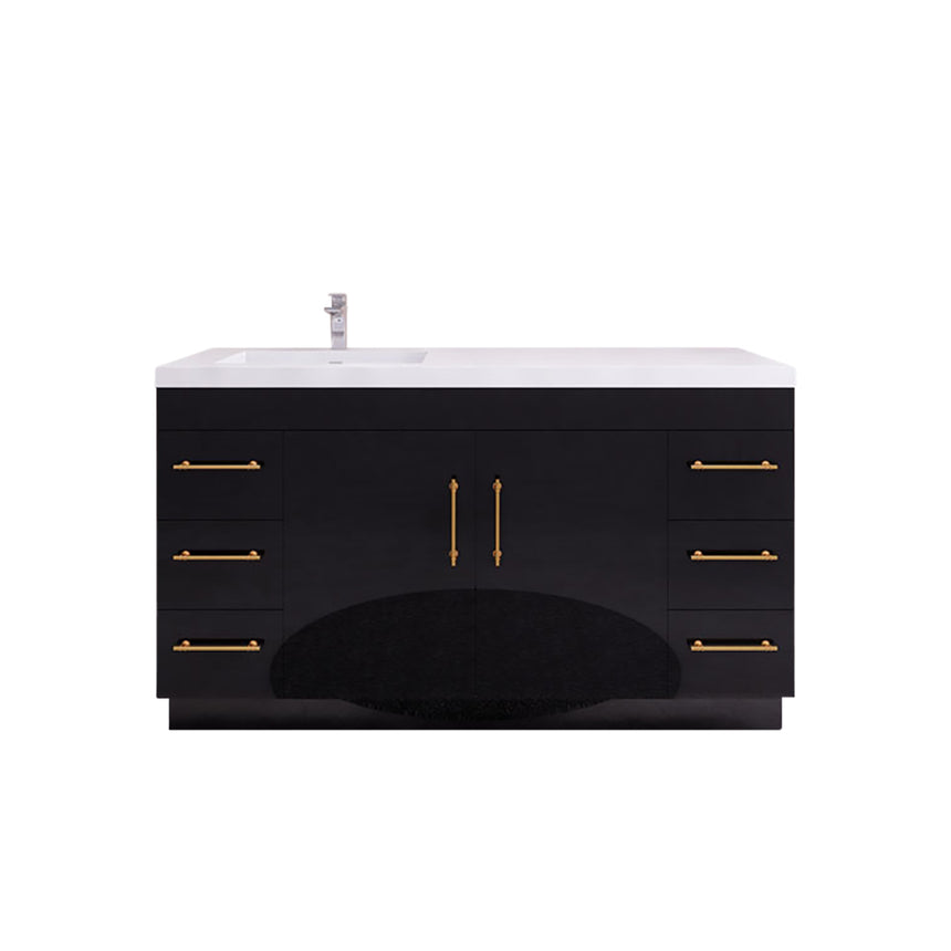 Bathroom with wooden vanity, sink, and decorative elements.