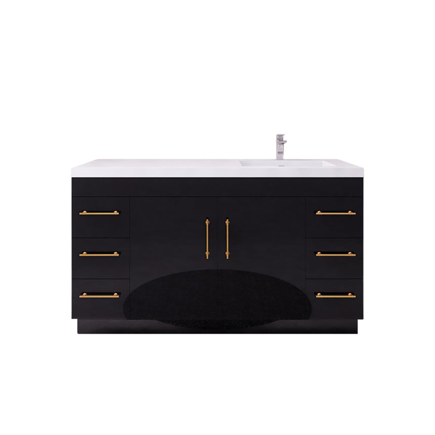 Bathroom with wooden vanity, sink, and decorative elements.