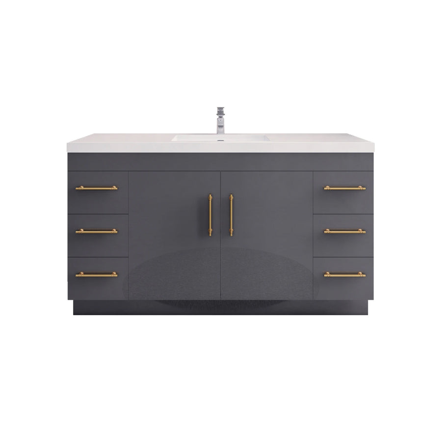 Bathroom with wooden vanity, sink, and decorative elements.
