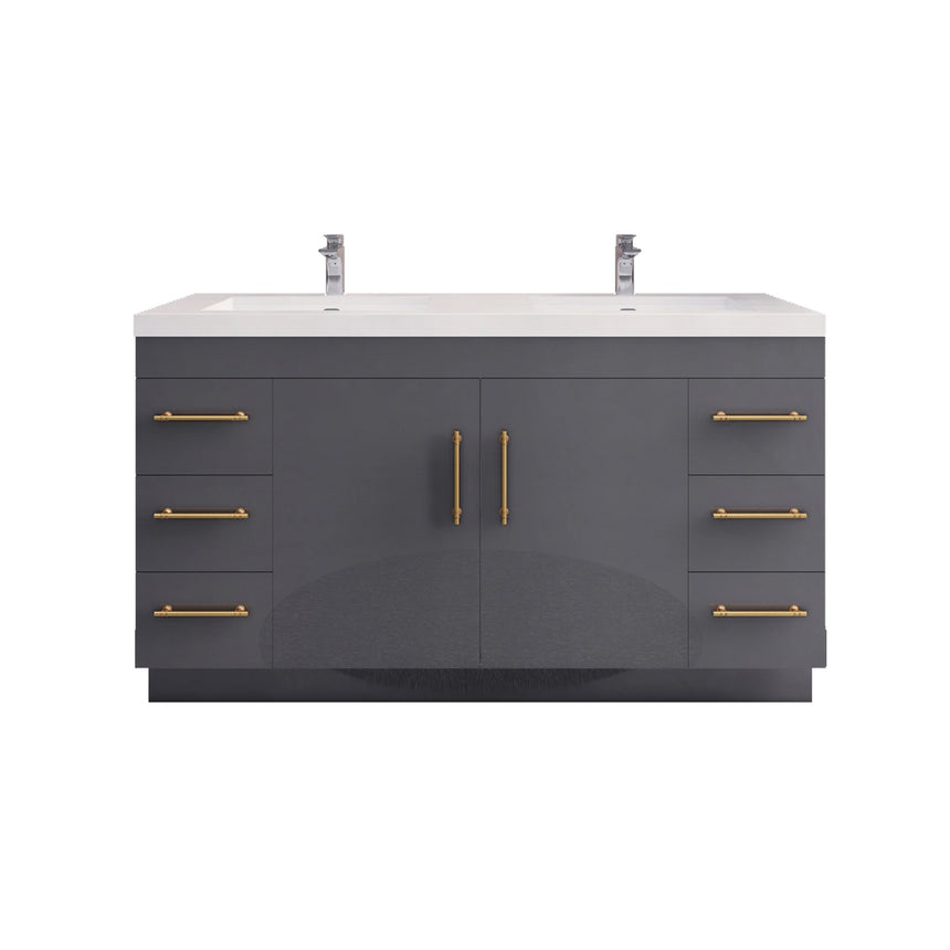 Bathroom with wooden vanity, sink, and decorative elements.