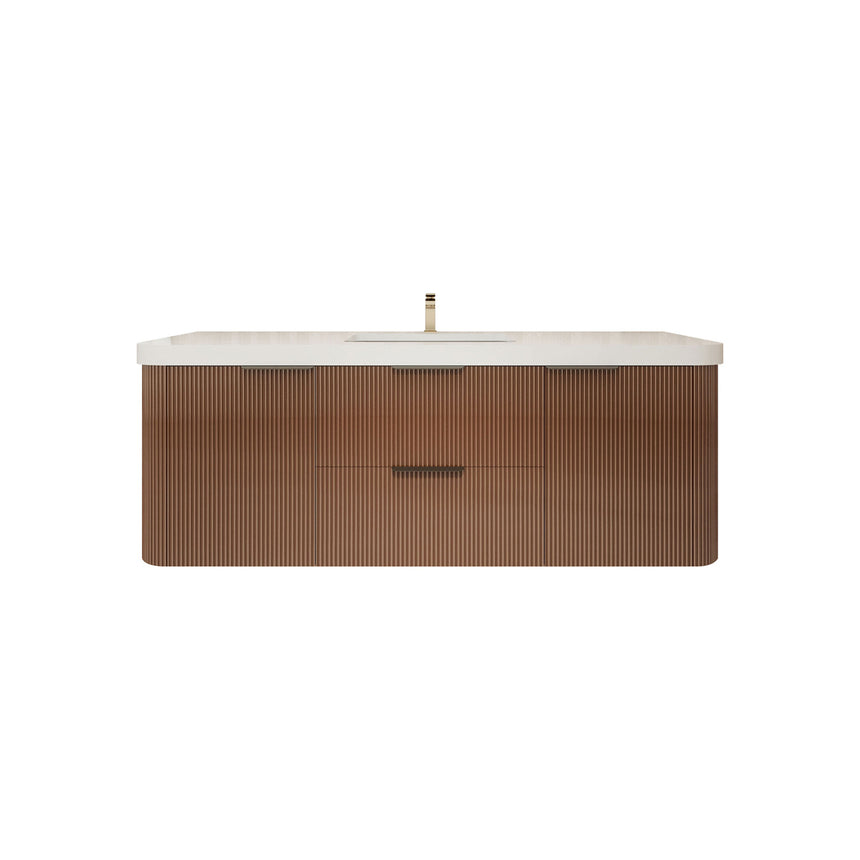 60 inch Sottile Floating Vanity Sink White Oak