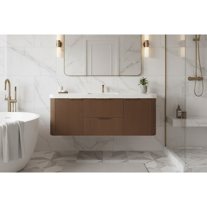 60 inch Sottile Floating Vanity Sink White Oak