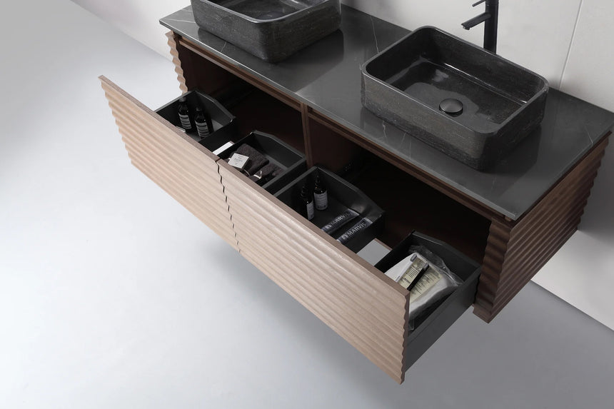 60 inch Orizzon Floating Vanity Chestnut