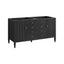 Black dresser with gold handles on a white background