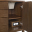 Wooden cabinet with a digital safe inside, on a white background