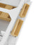 Wooden storage boxes attached to a white staircase.