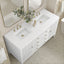 Bathroom vanity with double sink, mirrors, and decorative elements.