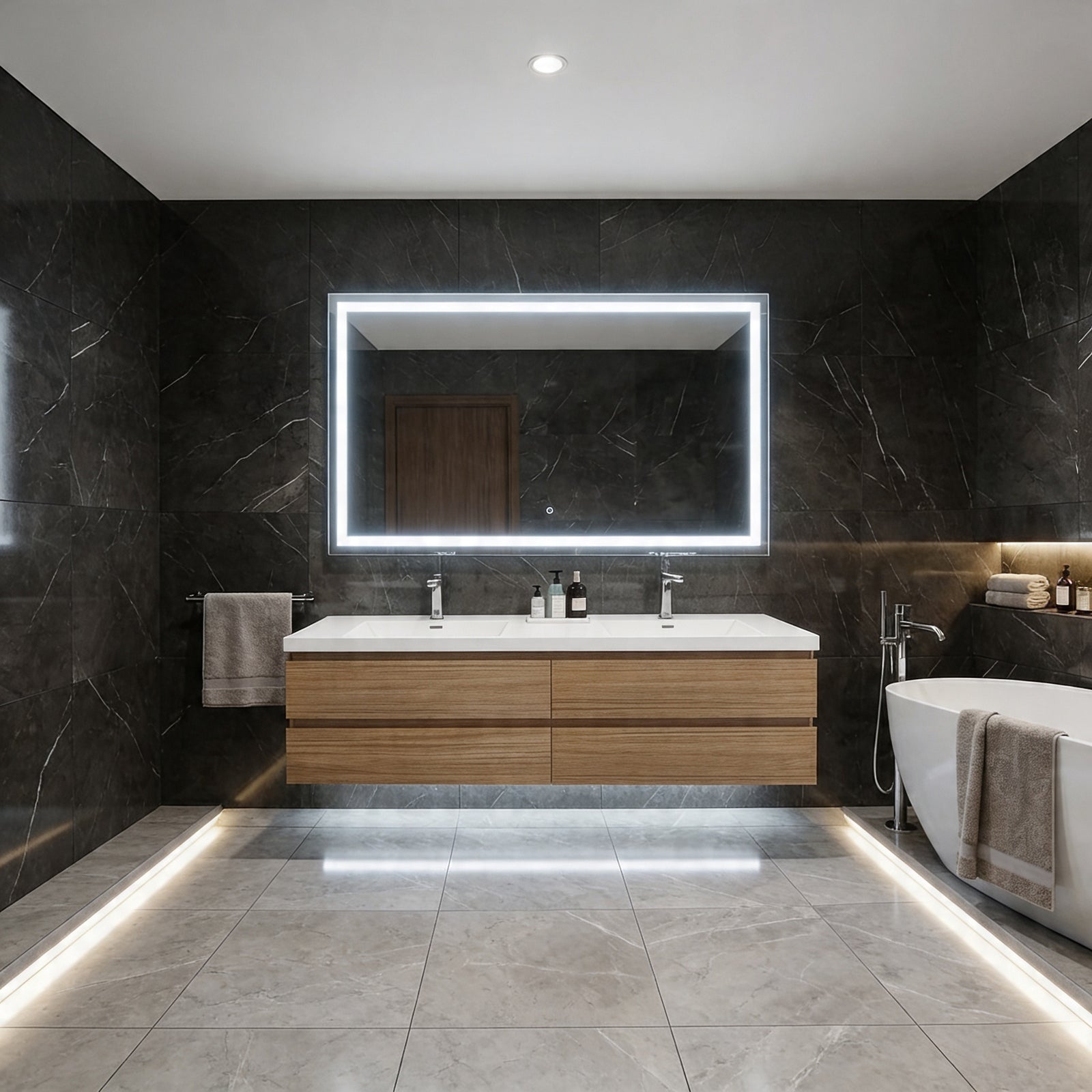 Chatham Frameless LED Mirror with Adjustable Color Temperature – O&N ...