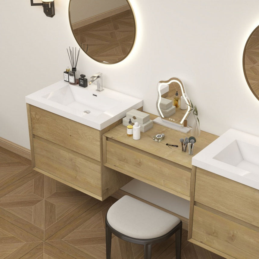 60 inch Sottile Floating Vanity Sink White Oak