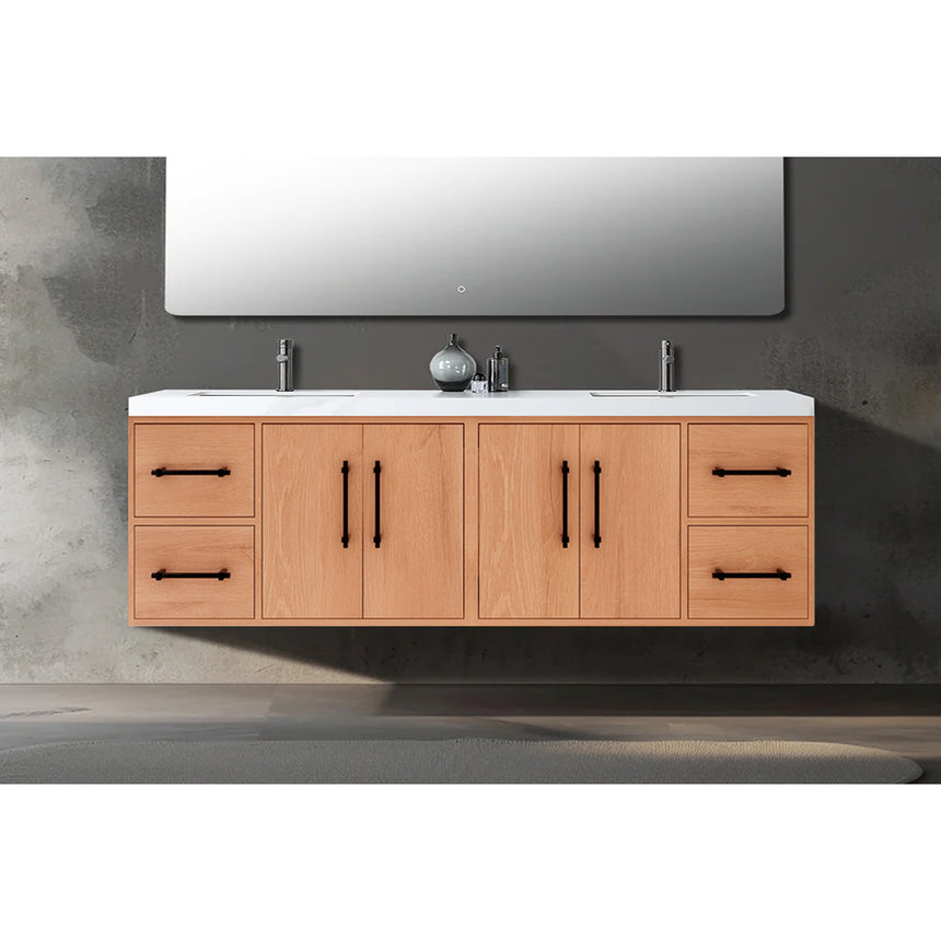 60 inch Sottile Floating Vanity Sink White Oak