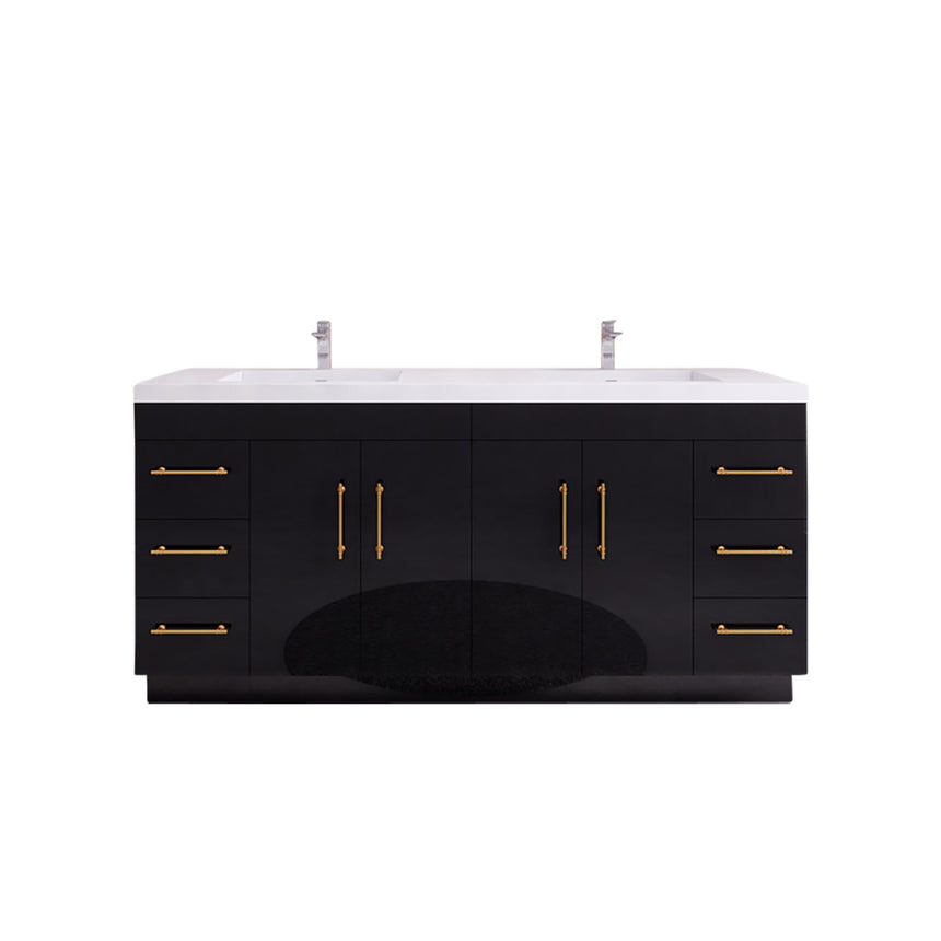 Bathroom with wooden vanity, sink, and decorative elements.