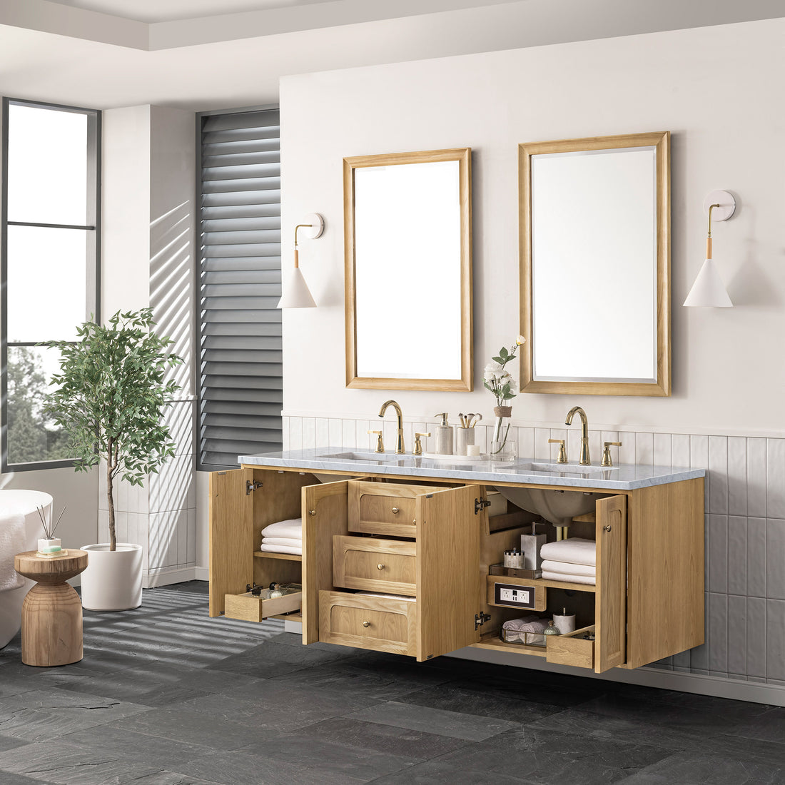 Essen Mid-Century Bathroom Vanity (30"-72") – O&N Floating Vanity