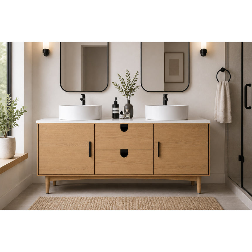60 inch Sottile Floating Vanity Sink White Oak