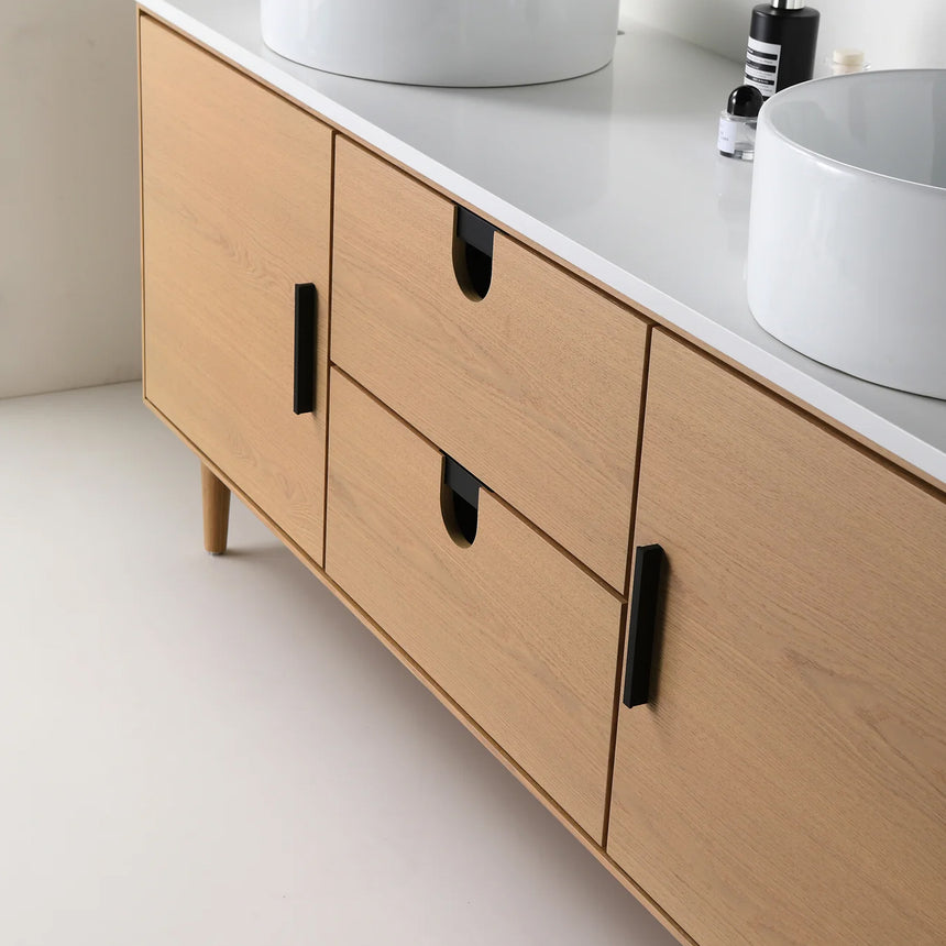 60 inch Sottile Floating Vanity Sink White Oak